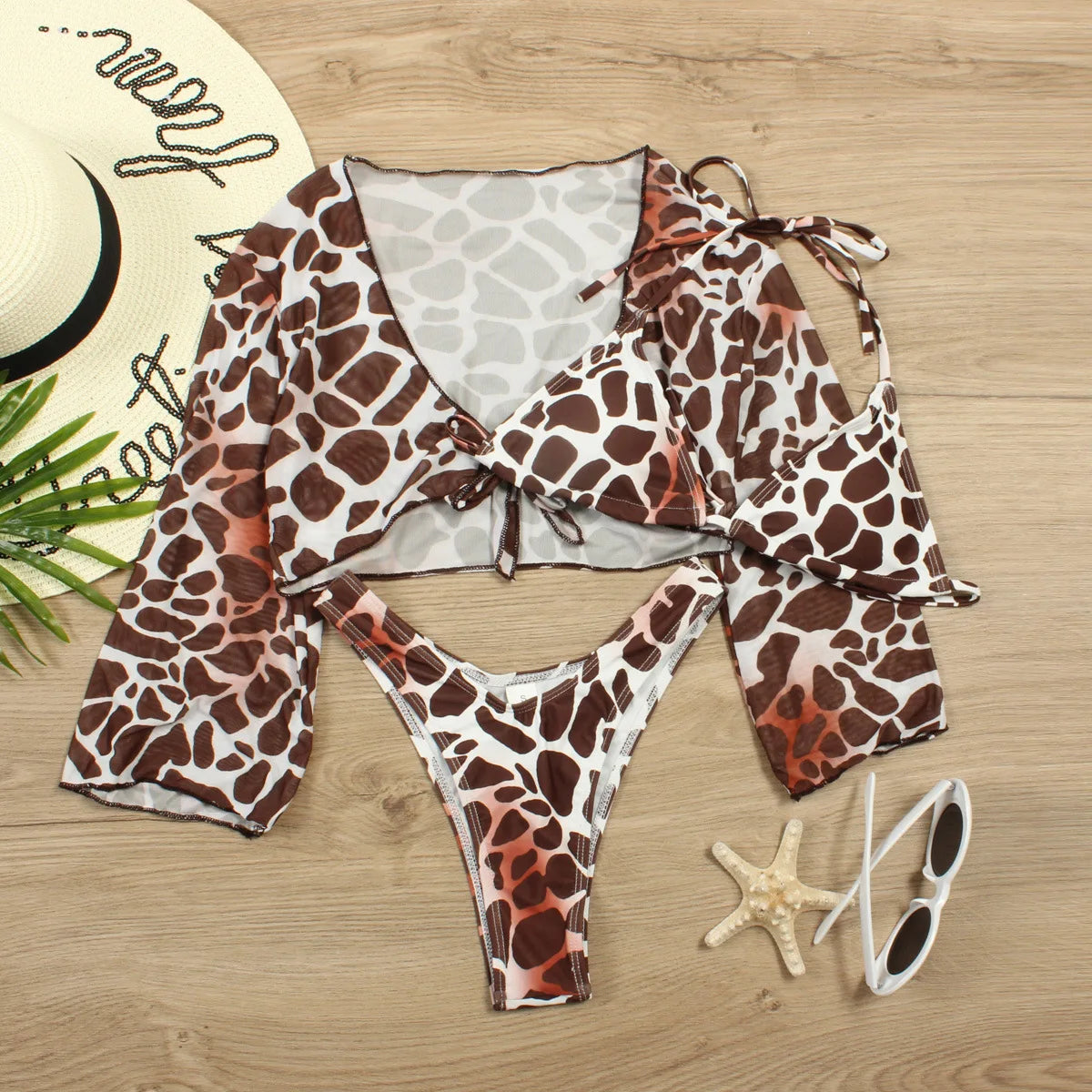 Women's Leopard Print 3-Piece Swimsuit