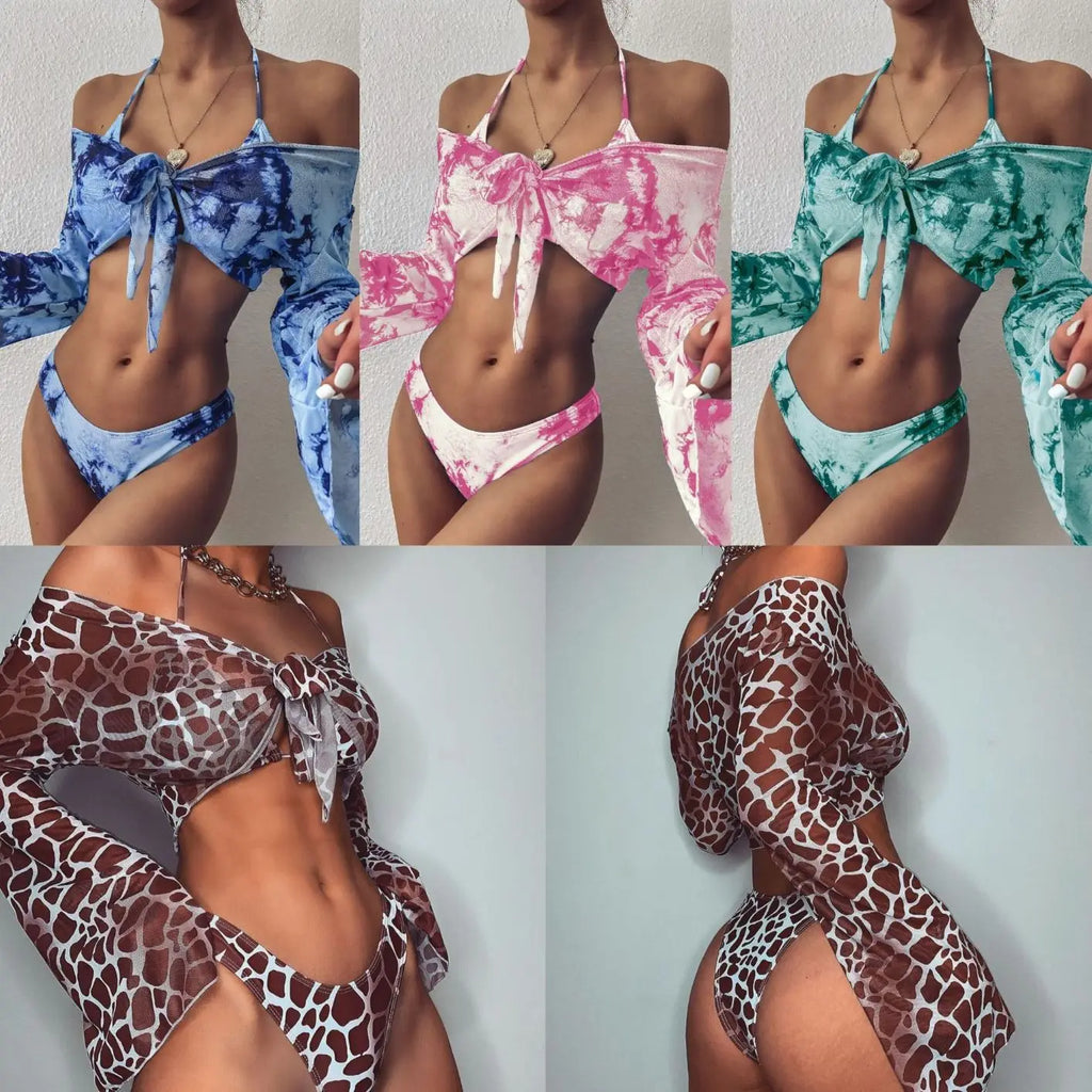 Women's Leopard Print 3-Piece Swimsuit