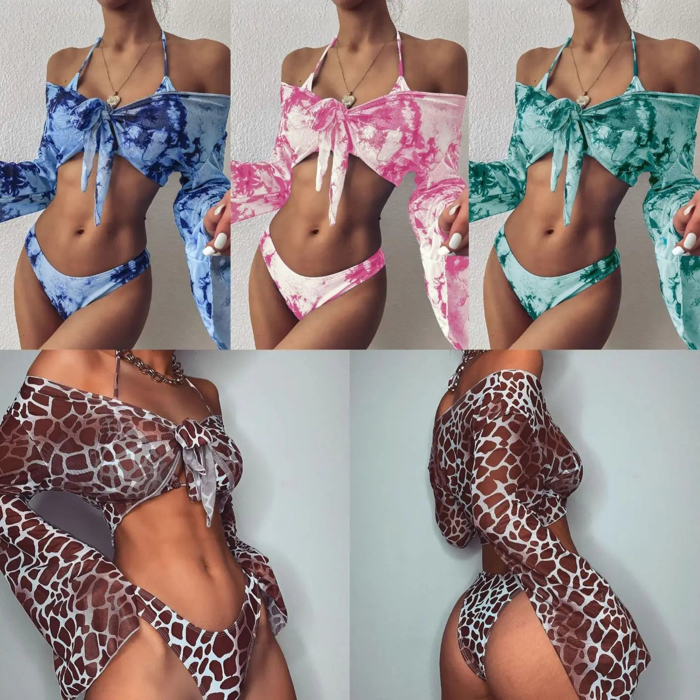 Women's Leopard Print 3-Piece Swimsuit