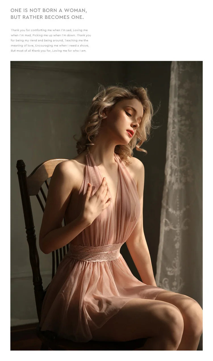 Beautiful Back Lace Gauze Sleeping Dress
