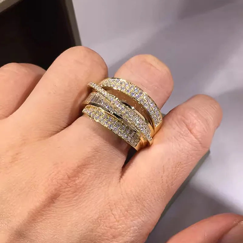 T0799 Luxury Women's 18K Solid Gold Diamond Ring Baguette Cut Natural D Color Wedding Jewelry