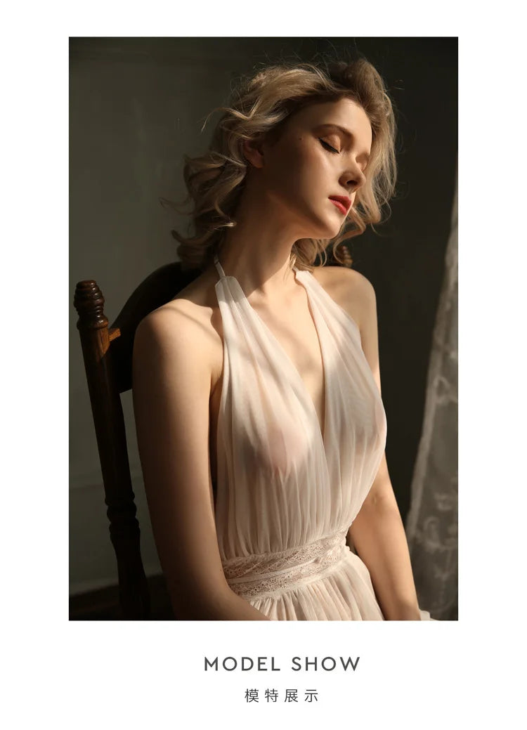 Beautiful Back Lace Gauze Sleeping Dress