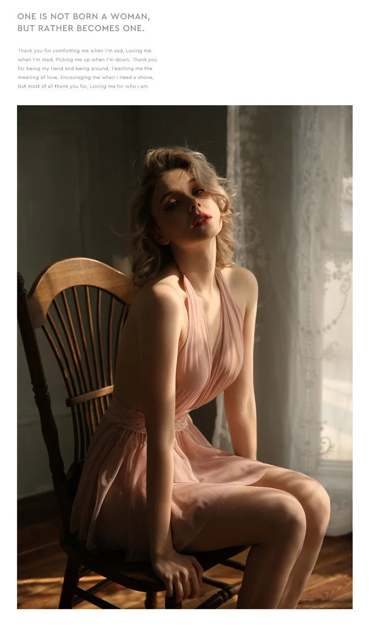 Beautiful Back Lace Gauze Sleeping Dress