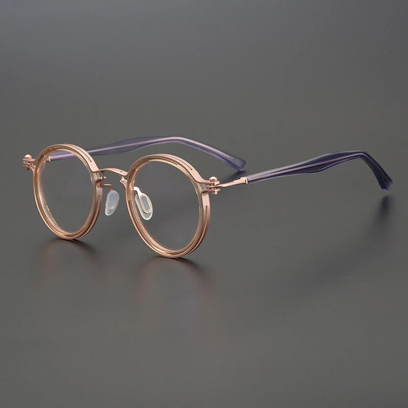 Vintage Round Acetate Titanium Glasses