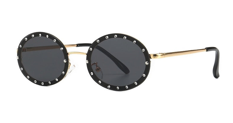 Diamond Oval Small Frame Luxury Sunglasses
