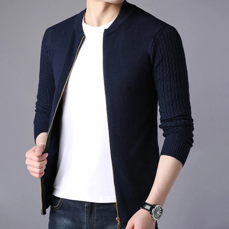 Men's Sweater Jacket Solid Color  Knitwear