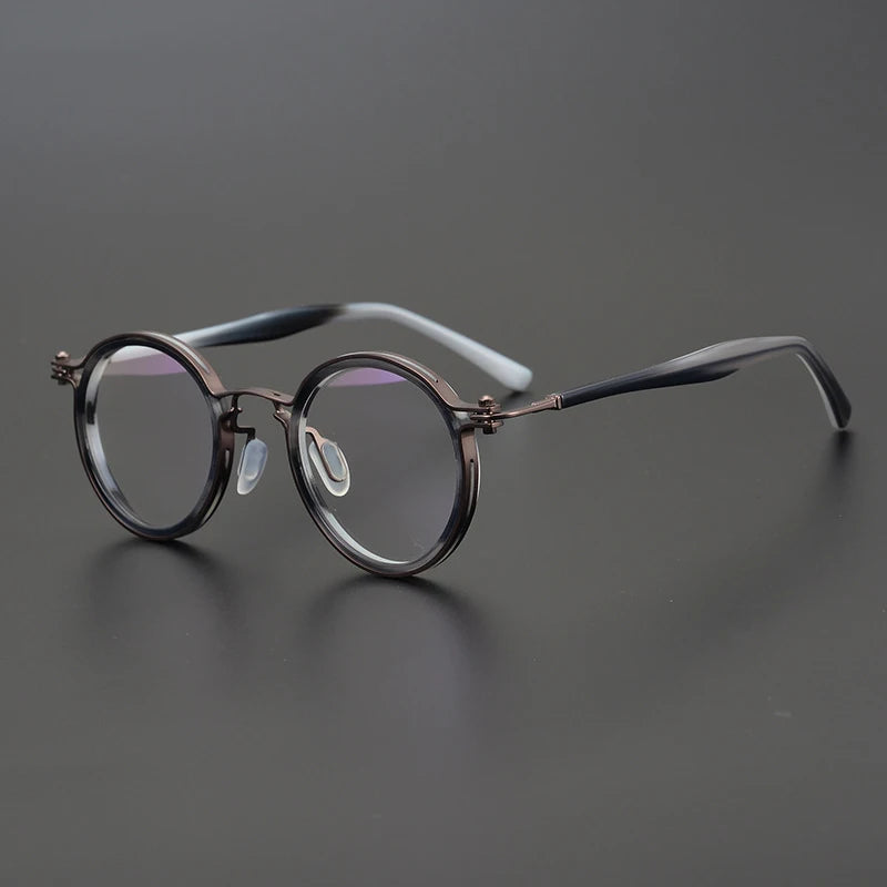 Vintage Round Acetate Titanium Glasses