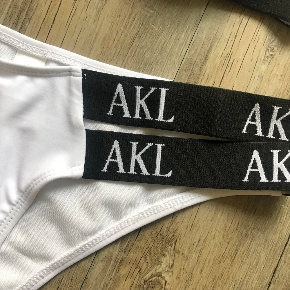 Women's Letter Print Push-Up Bikini Set