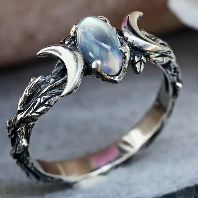 Moon Opal Sterling Silver Ring