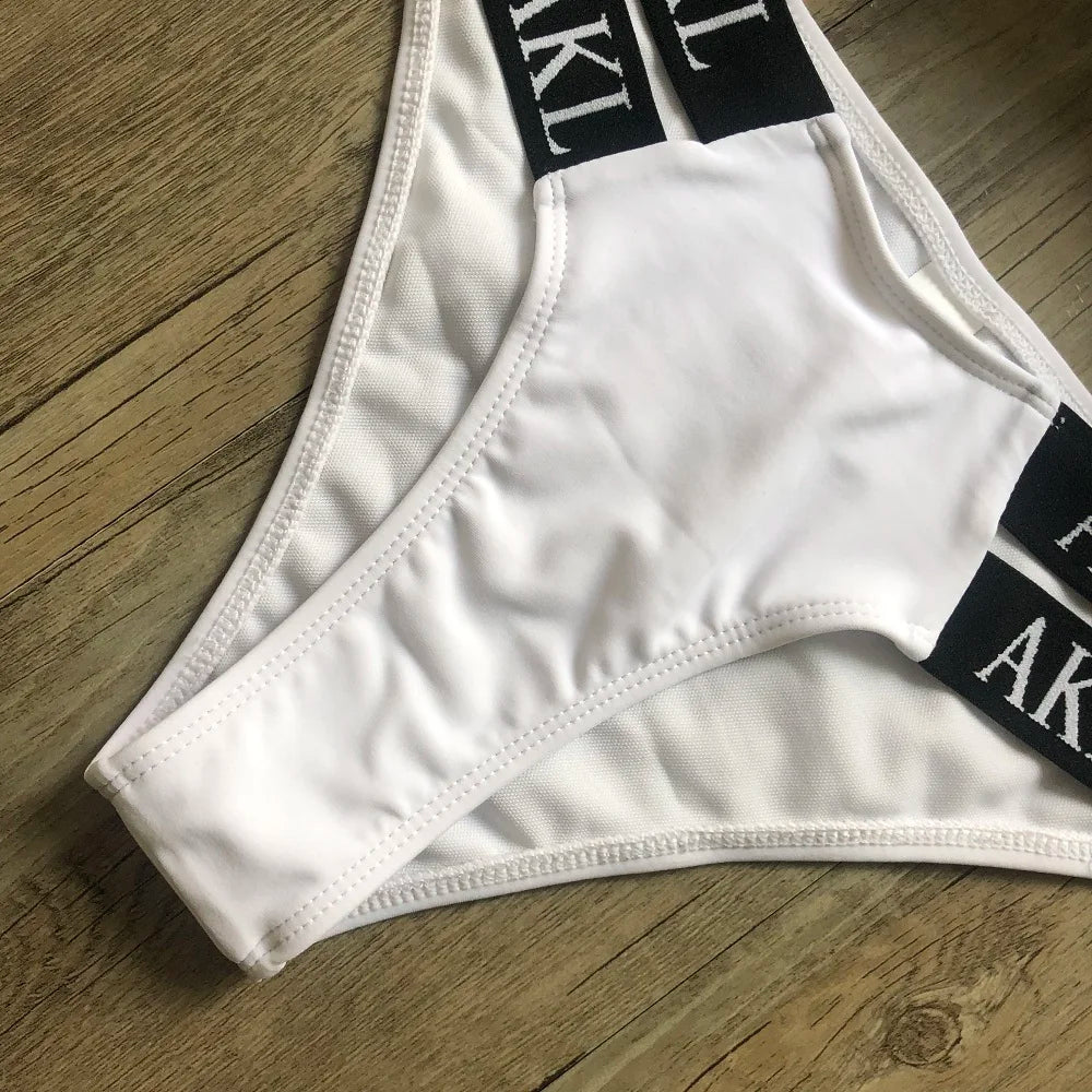 Women's Letter Print Push-Up Bikini Set