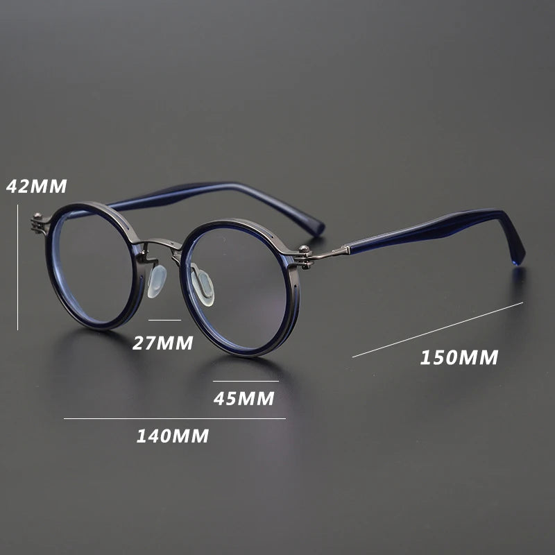 Vintage Round Acetate Titanium Glasses
