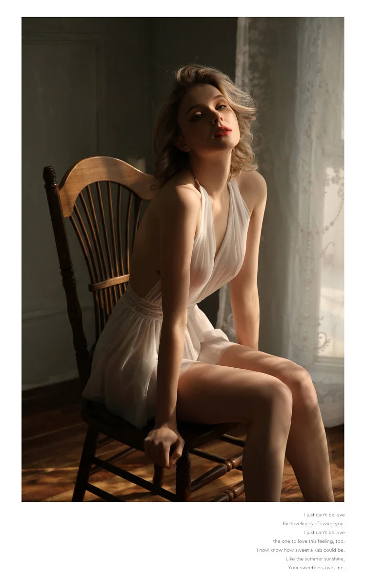 Beautiful Back Lace Gauze Sleeping Dress