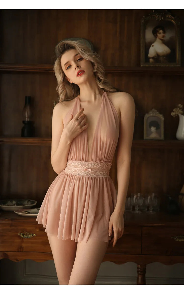 Beautiful Back Lace Gauze Sleeping Dress