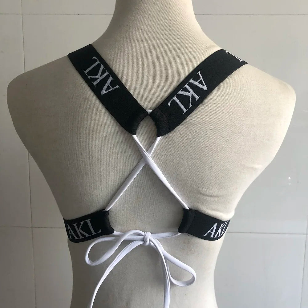 Women's Letter Print Push-Up Bikini Set