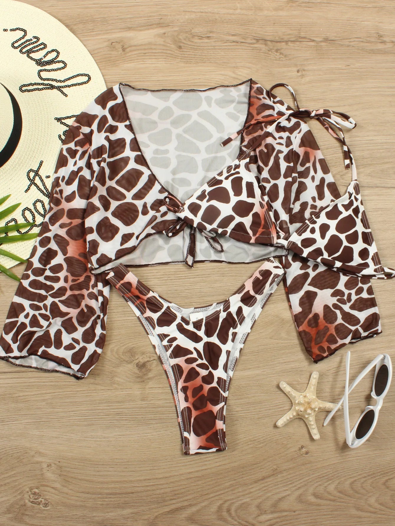 Women's Leopard Print 3-Piece Swimsuit