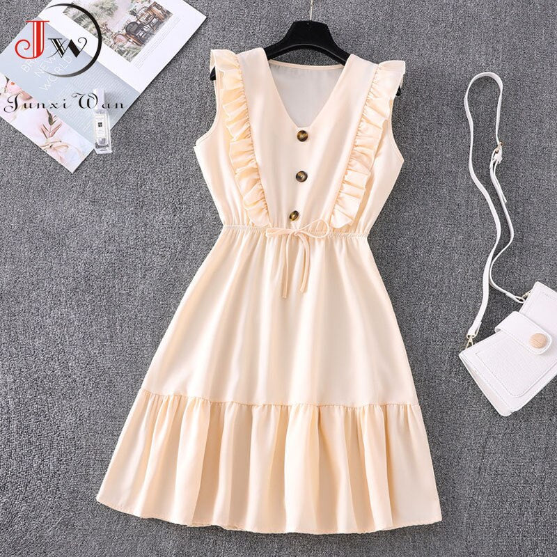 Solid V Neck Ruffles Sleeve Elegant Party Dresses