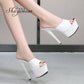 Women  High Heels  New  Stripper Thick Bottom Platform Patent Leather Open Toe Bling