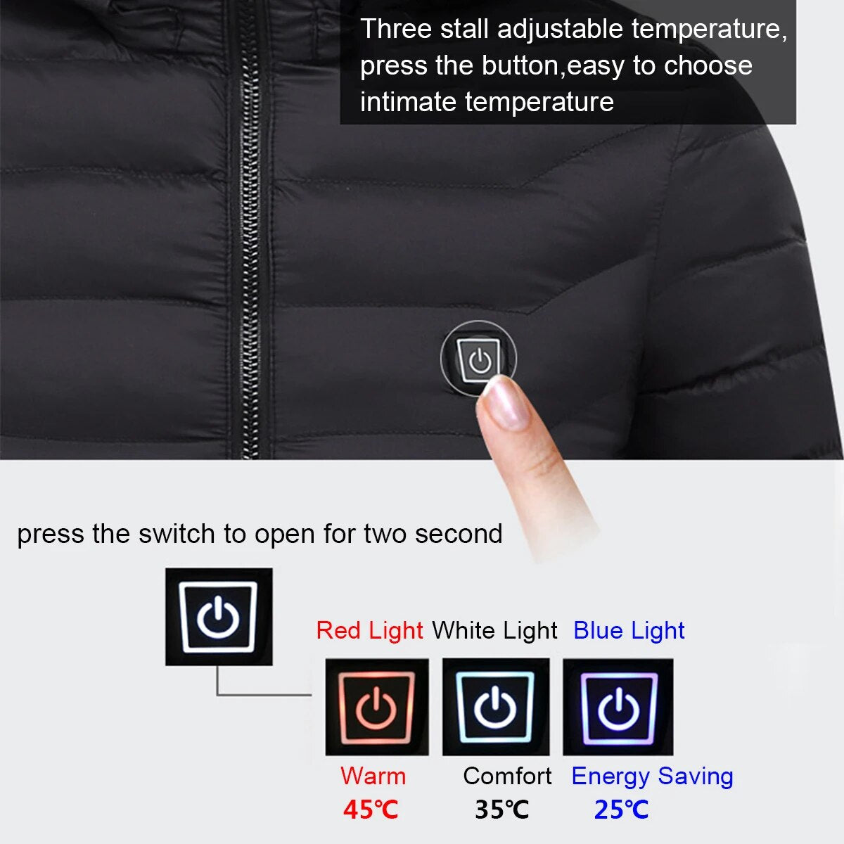 Mens Winter Heated USB Hooded Work Jacket Coats