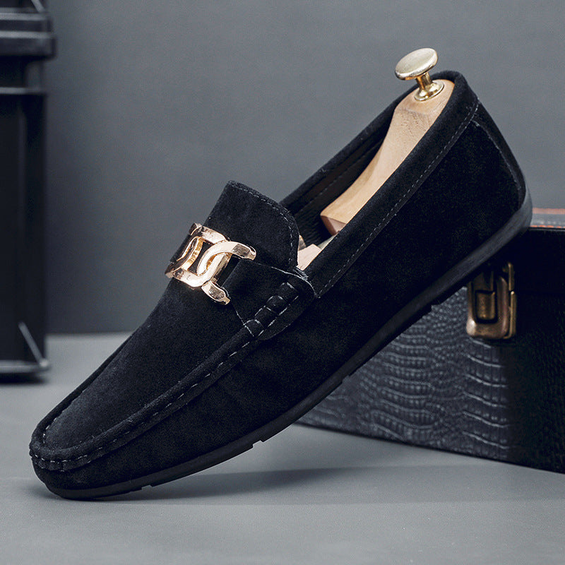 Frosted Suede Lazy One-Leg Small Leather Shoes