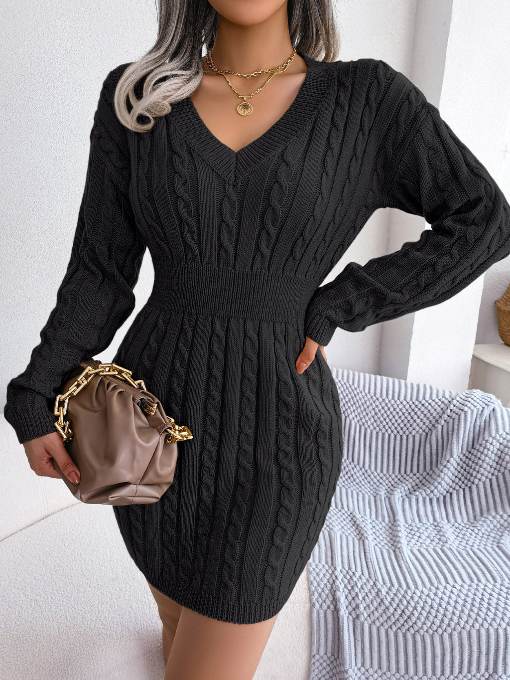 Waist Twist Hip Dress Sweater Skirt