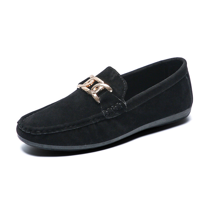 Frosted Suede Lazy One-Leg Small Leather Shoes