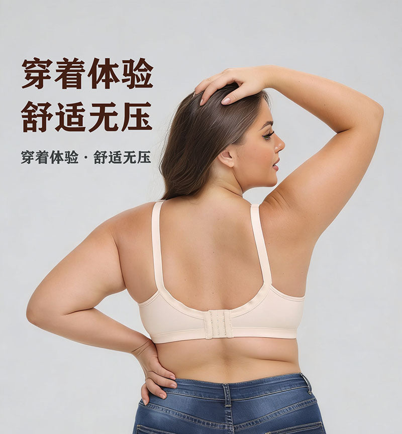 Breathable Full-Cup Lace Trim Plus-Size Bra