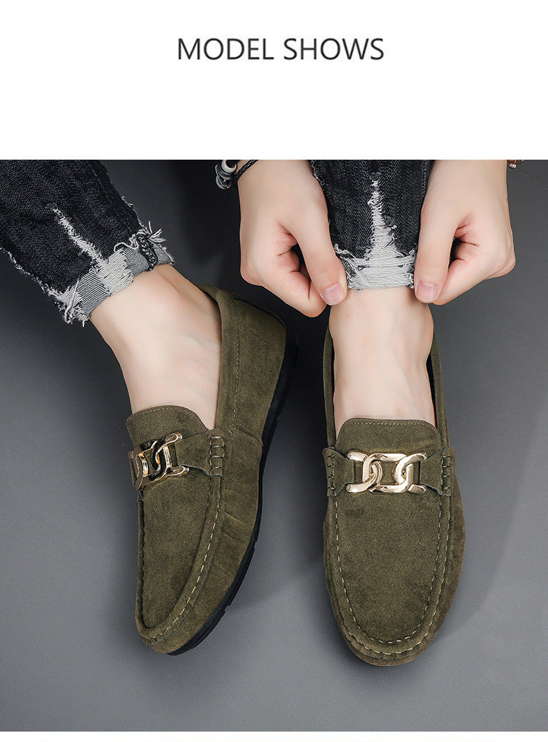 Frosted Suede Lazy One-Leg Small Leather Shoes