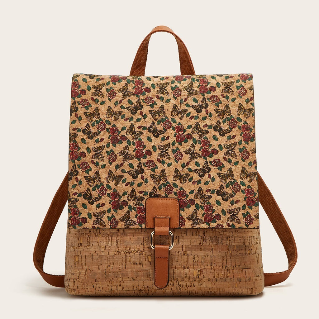 Retro Printed Bark Cork Flip-Top bag