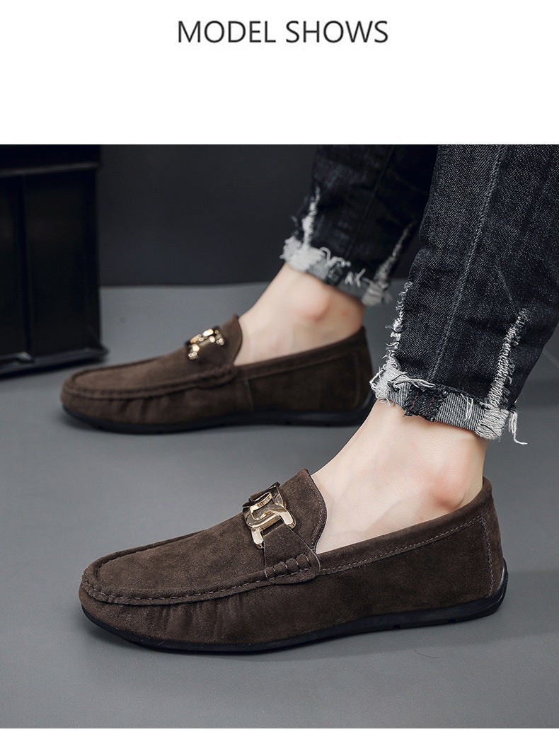 Frosted Suede Lazy One-Leg Small Leather Shoes