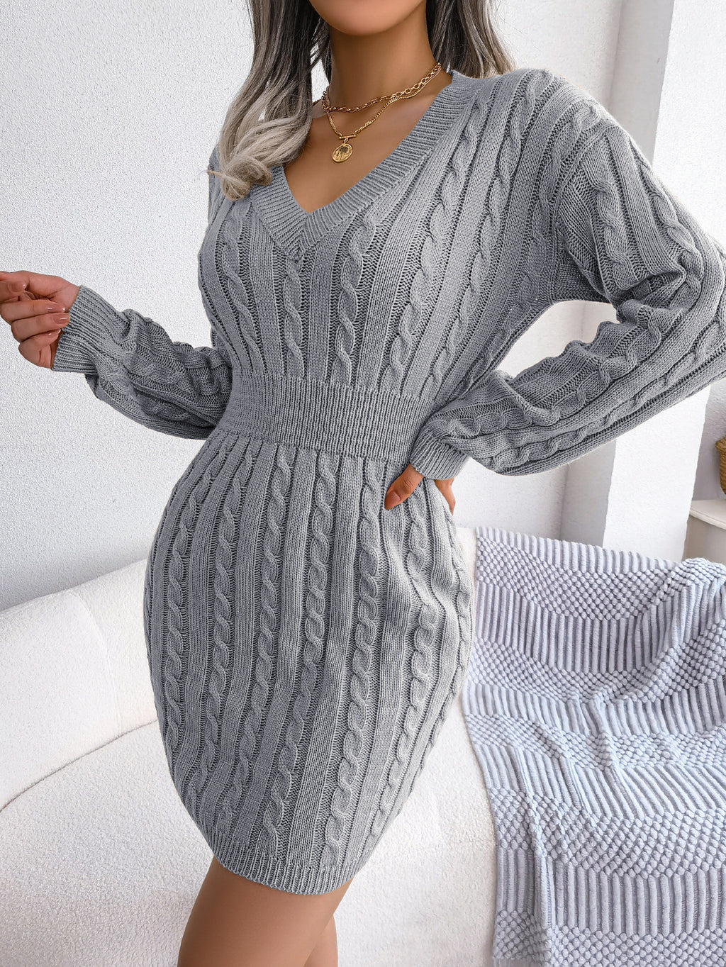 Waist Twist Hip Dress Sweater Skirt