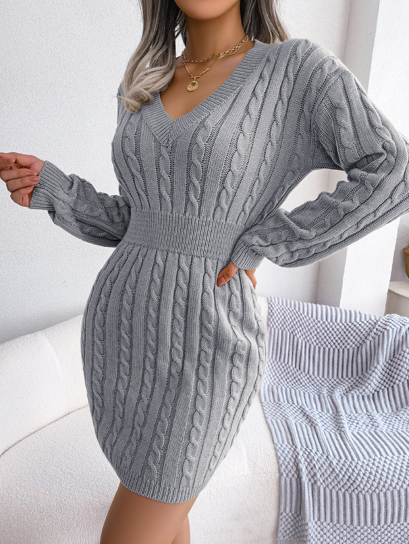Waist Twist Hip Dress Sweater Skirt