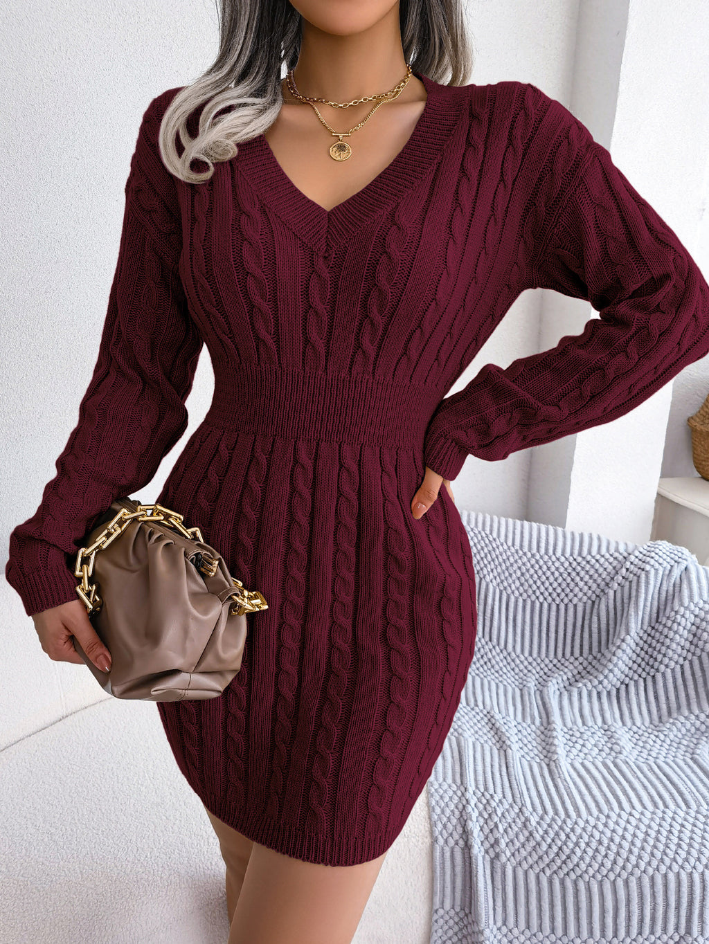 Waist Twist Hip Dress Sweater Skirt