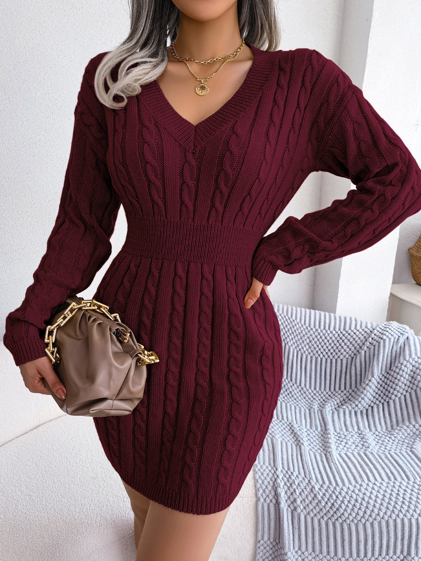 Waist Twist Hip Dress Sweater Skirt