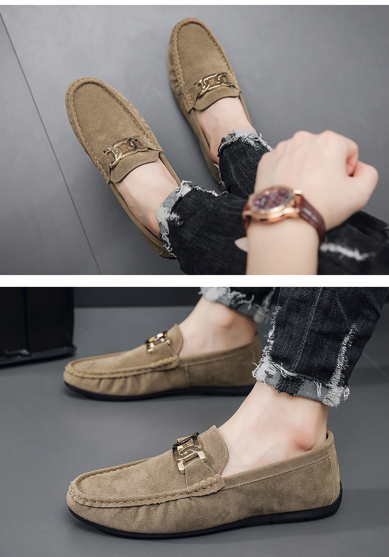 Frosted Suede Lazy One-Leg Small Leather Shoes