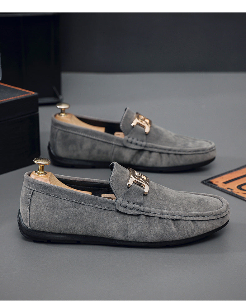 Frosted Suede Lazy One-Leg Small Leather Shoes