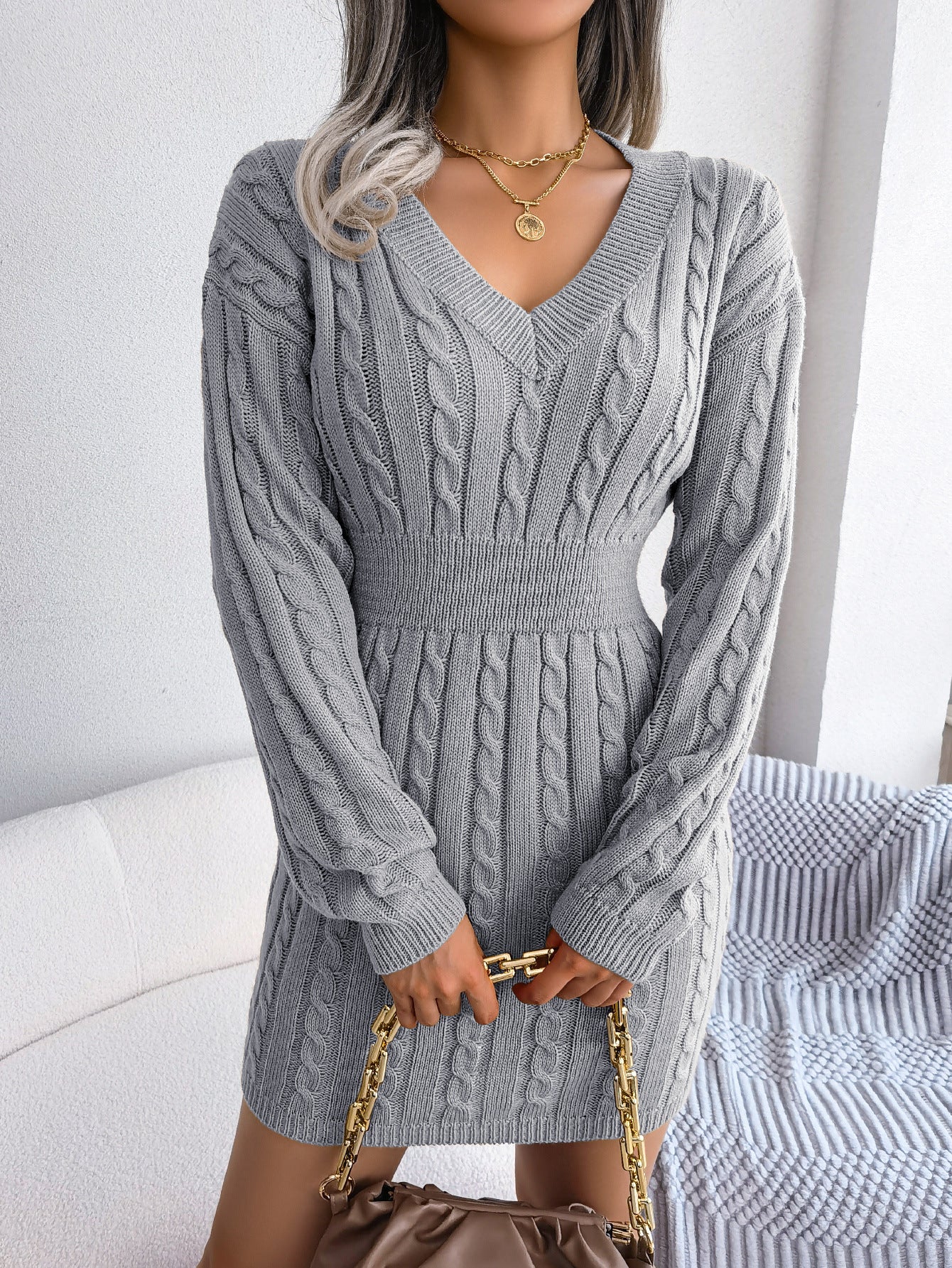 Waist Twist Hip Dress Sweater Skirt