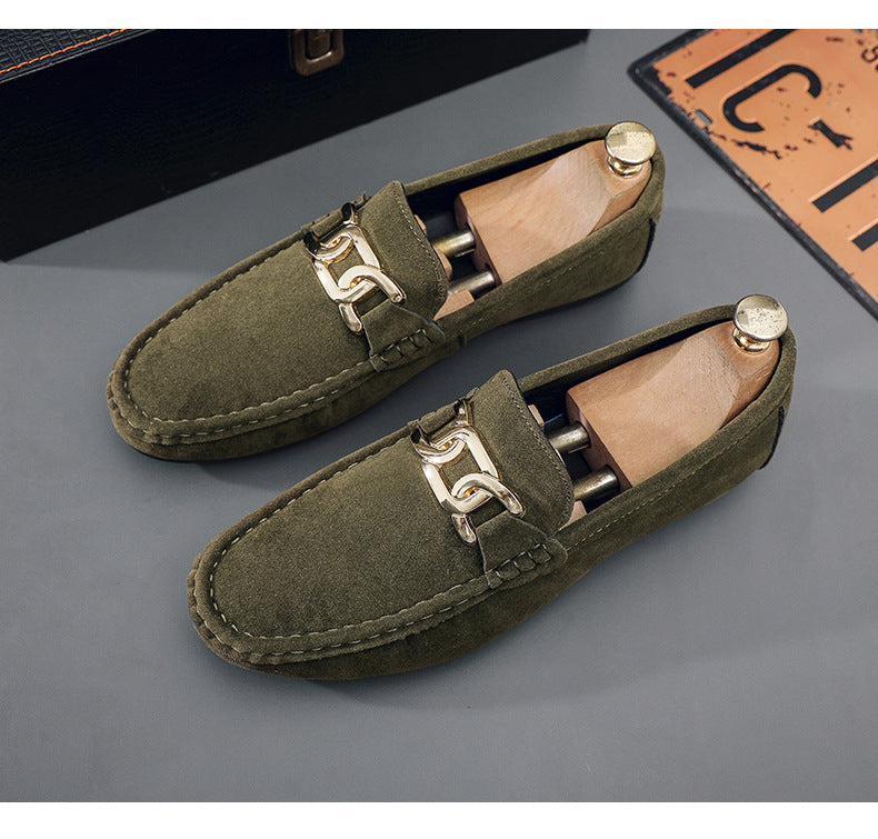 Frosted Suede Lazy One-Leg Small Leather Shoes