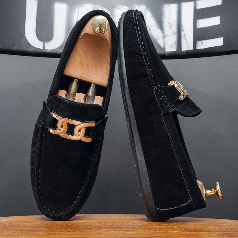 Frosted Suede Lazy One-Leg Small Leather Shoes