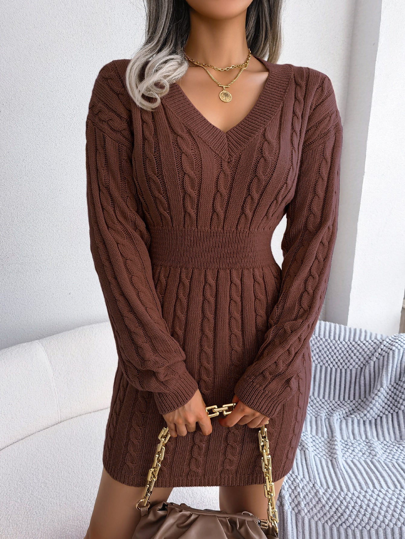 Waist Twist Hip Dress Sweater Skirt