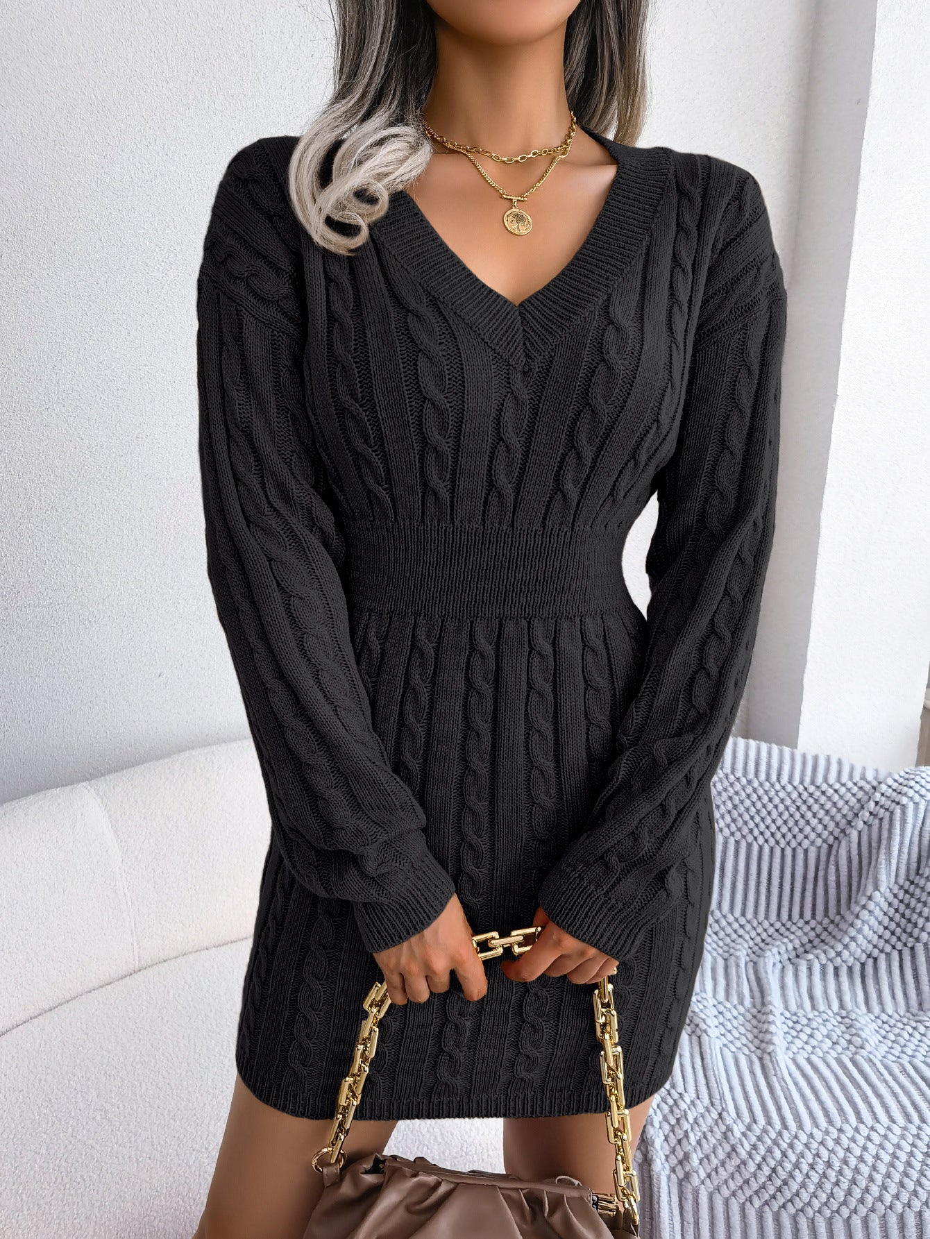 Waist Twist Hip Dress Sweater Skirt