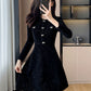 Black Autumn and Winter Waist-Tight Slim Looking Socialite Skirt Overcoat
