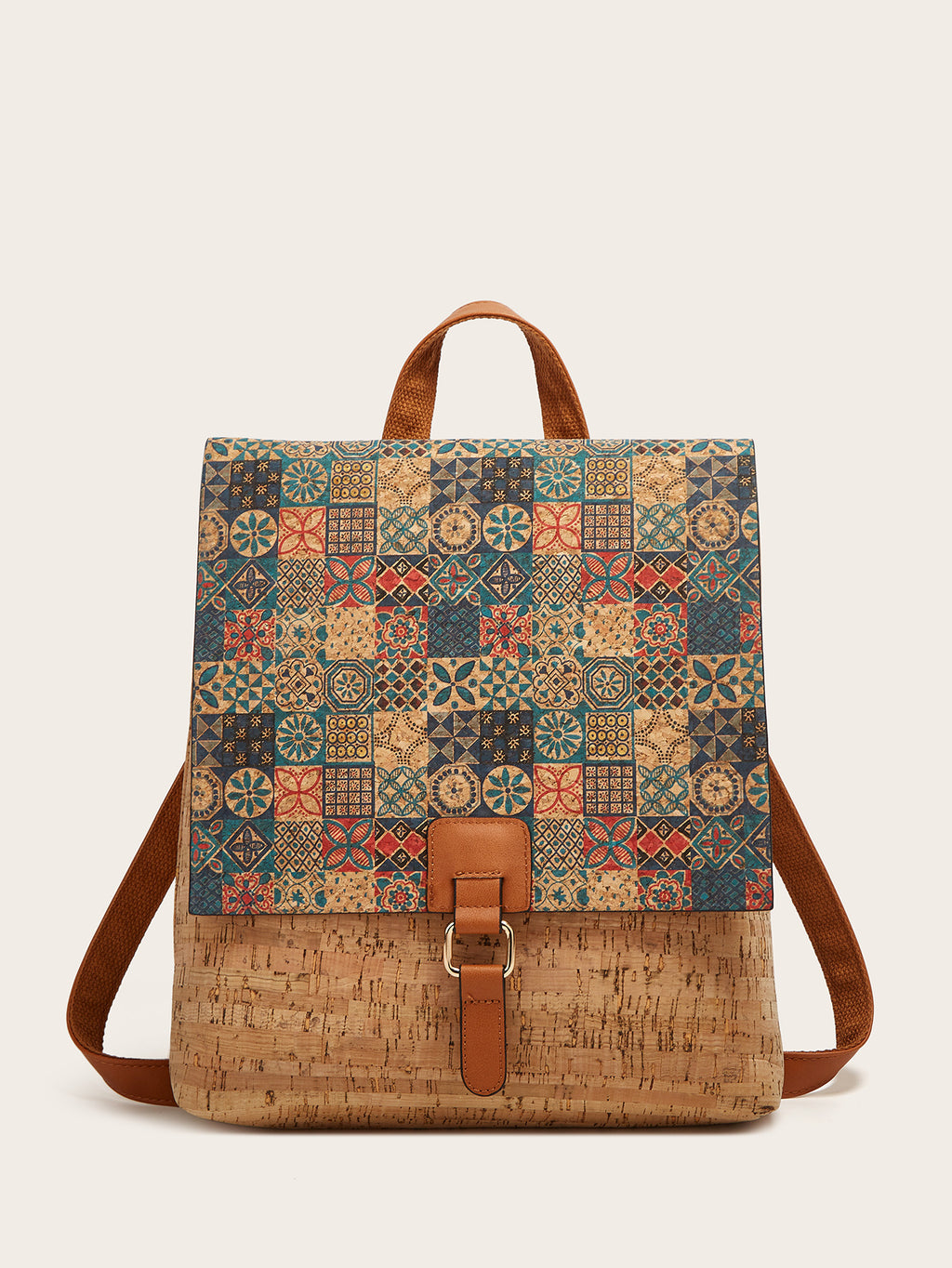 Retro Printed Bark Cork Flip-Top bag