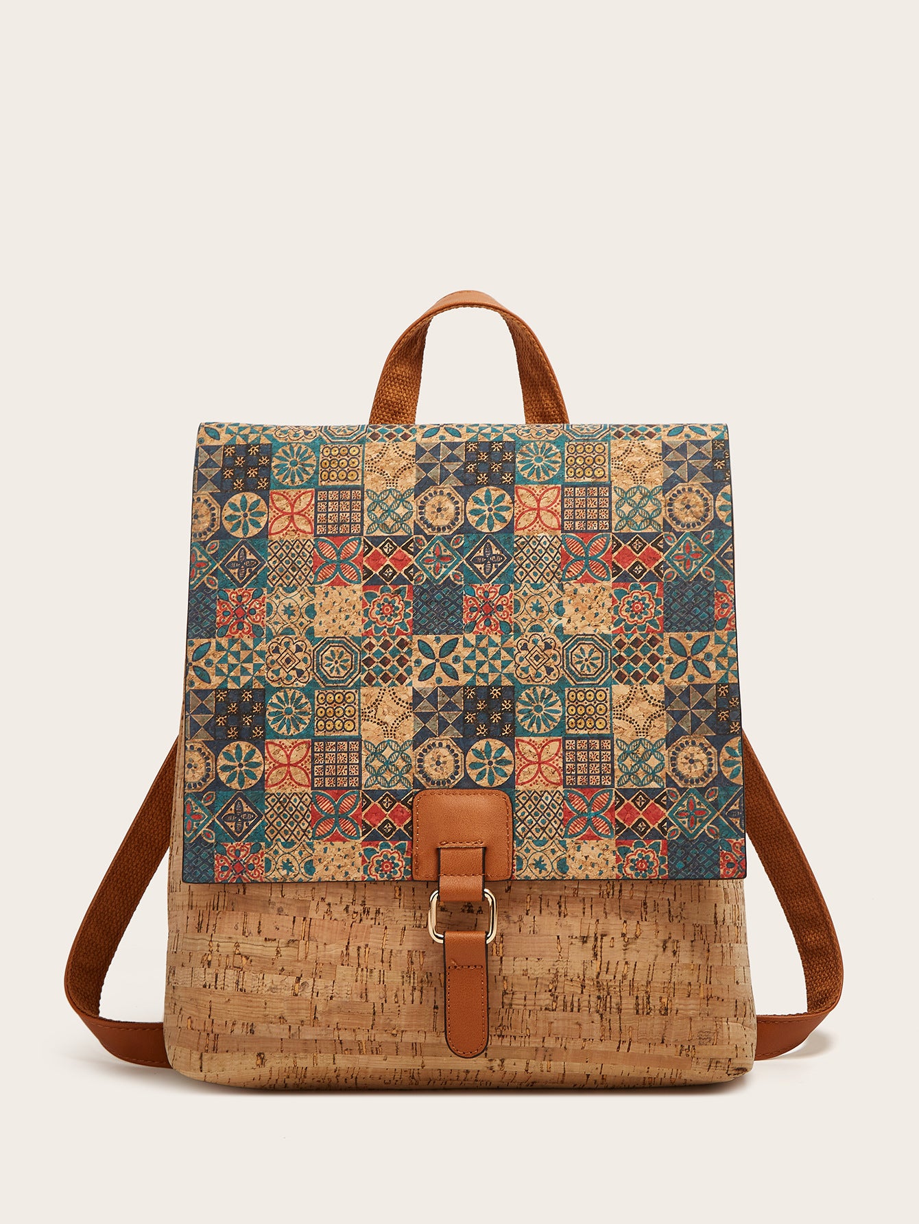 Retro Printed Bark Cork Flip-Top bag