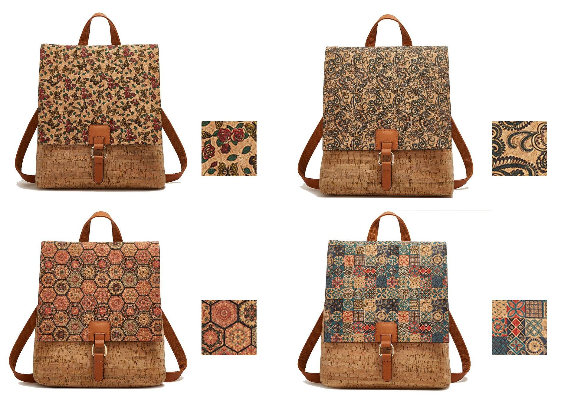 Retro Printed Bark Cork Flip-Top bag