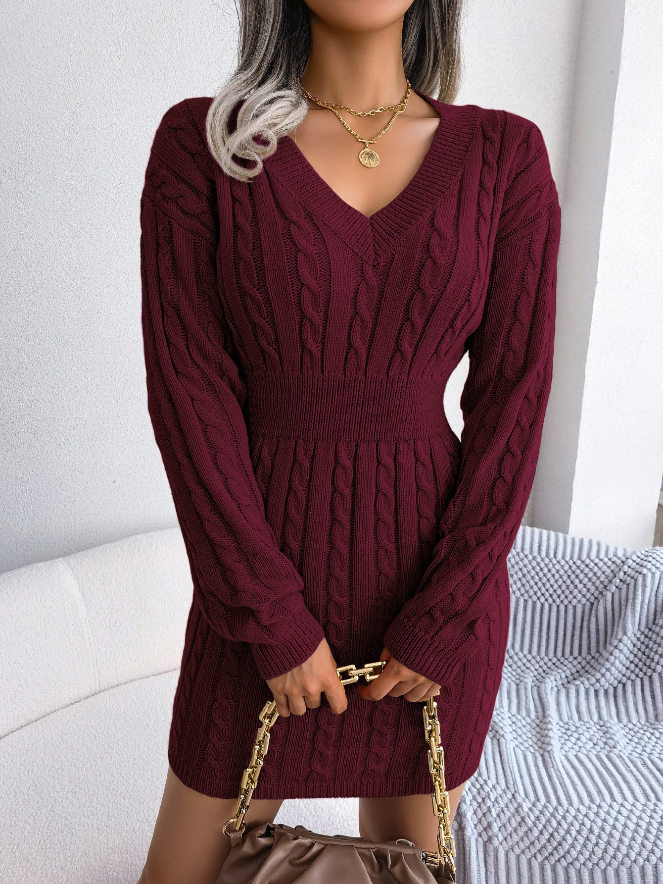 Waist Twist Hip Dress Sweater Skirt