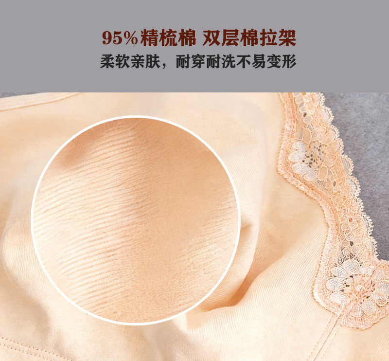 Breathable Full-Cup Lace Trim Plus-Size Bra