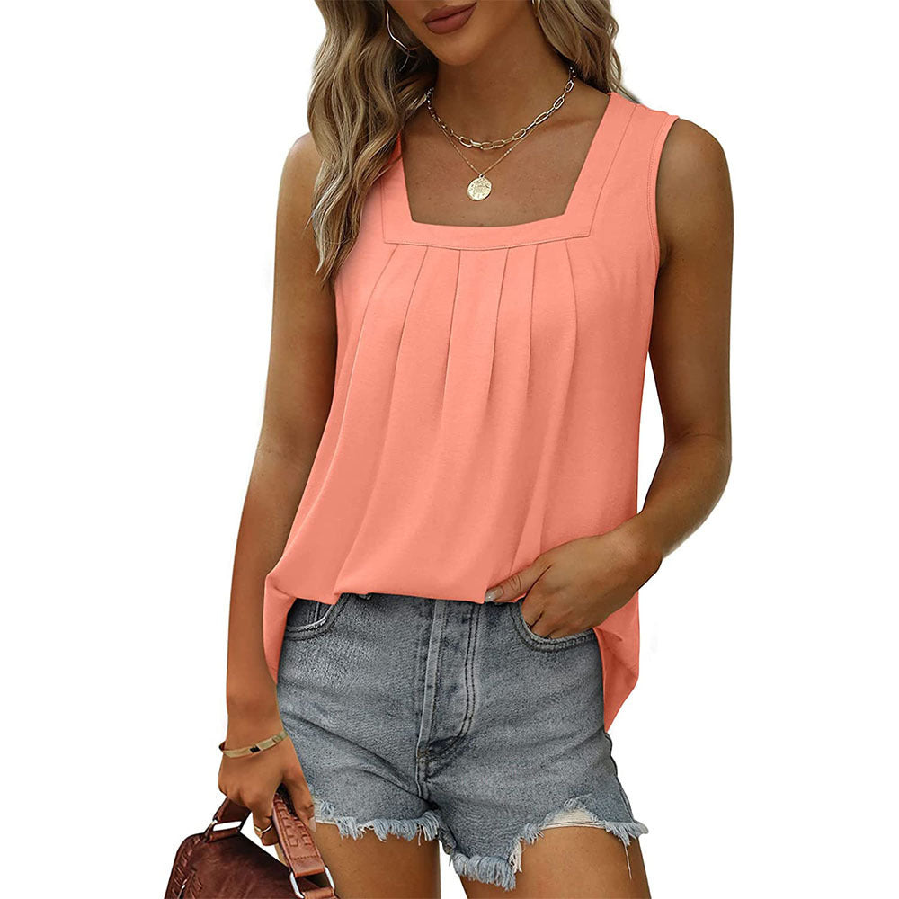 Popular Sleeveless Square Collar Vest T-Shirt