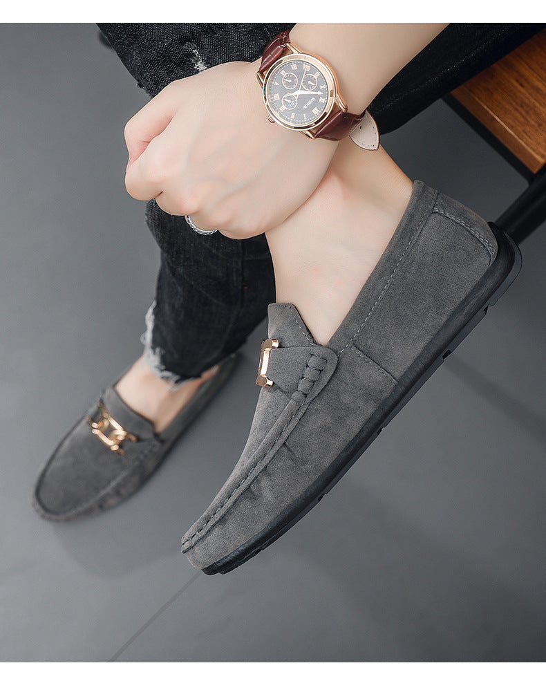 Frosted Suede Lazy One-Leg Small Leather Shoes