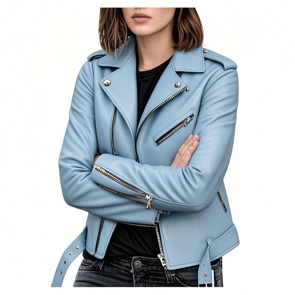Leather Motorcycle Jacket Slim Fit