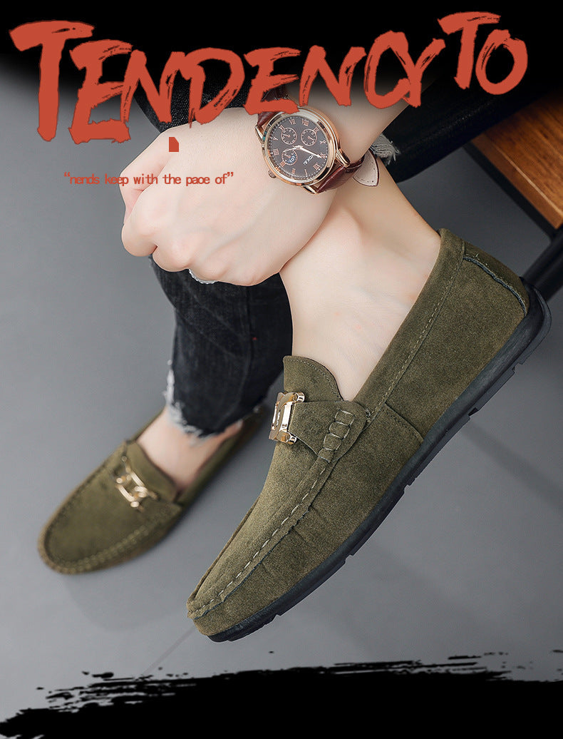 Frosted Suede Lazy One-Leg Small Leather Shoes